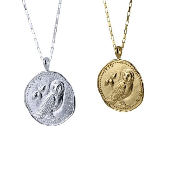 Reeves & Reeves Owl Coin Sterling Silver Necklace