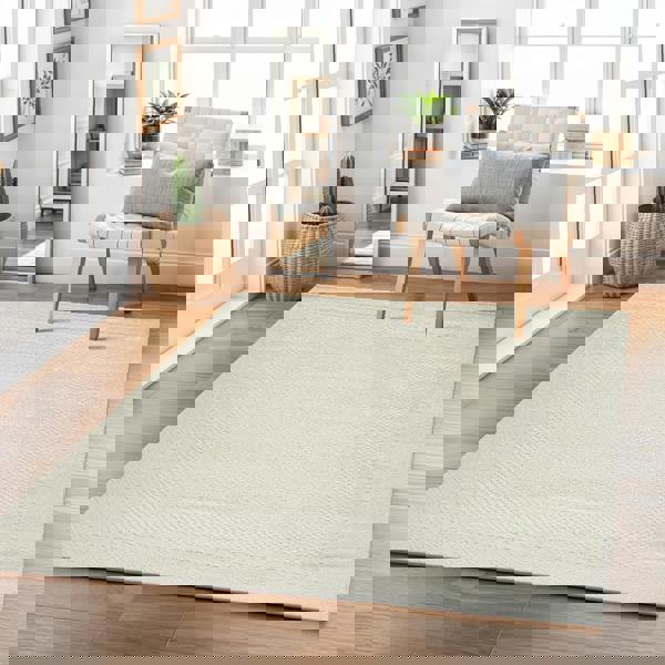 Livabliss Freud-Modern Ivory Off-White High Pile Rug