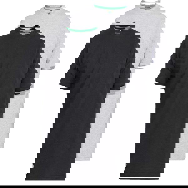 Duke Mens D555 Fenton Kingsize T-Shirt (Pack Of 2) - Black/Grey