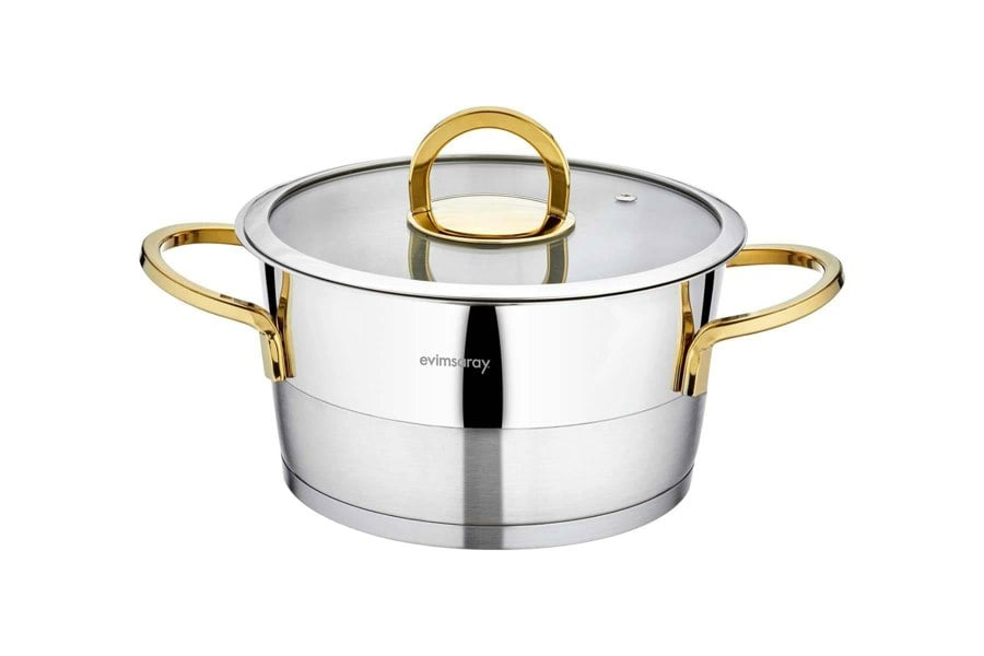 Rozi Elit Collection 8-piece Stainless Steel Cookware Set (Gold Handles)