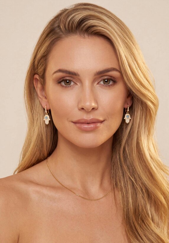 Latelita Hamsa Hand Drop Earrings Gold