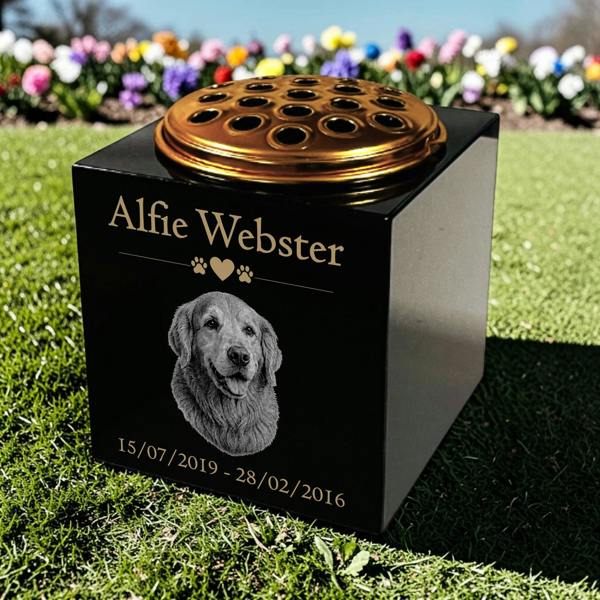 Memorials Direct Dog Memorial Granite Photo Vase