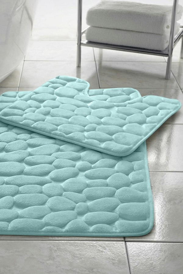 HomeSpace Direct Memory Foam Pebbles Bath Mat Set 2 Piece