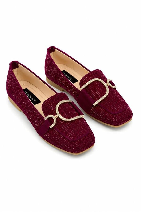 Love Lemonade Crystal Imperial Suede Loafers Limited Edition Burgundy