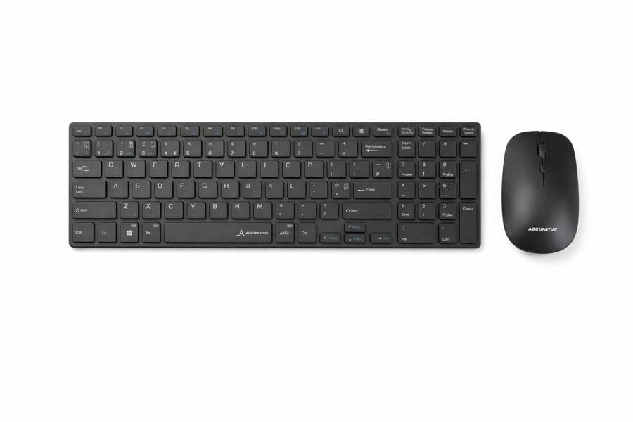 Accuratus Minimus X 2 - Minimalist Ultra Sleek Wireless RF 2.4GHz & Bluetooth Rechargeable Keyboard & Mouse Set