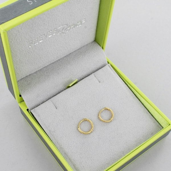 Fine Rope Huggie Hoop Earrings in Sterling Silver - Reeves & Reeves