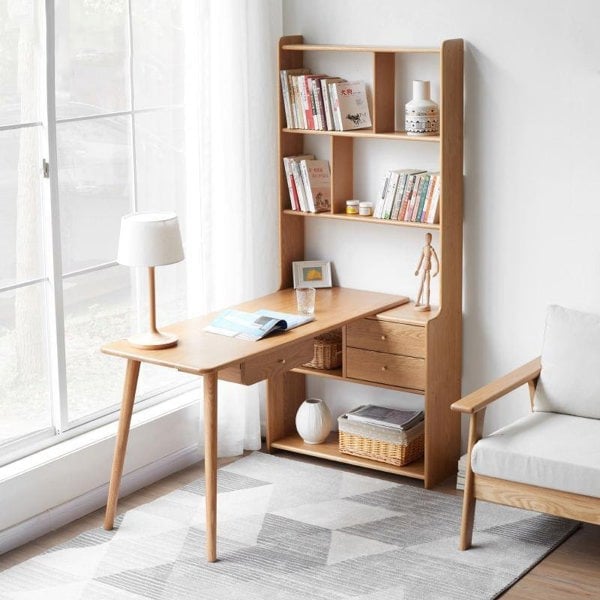 ST351 Office Desk With Side Bookcase-Weilai Concept-Weilai Concept