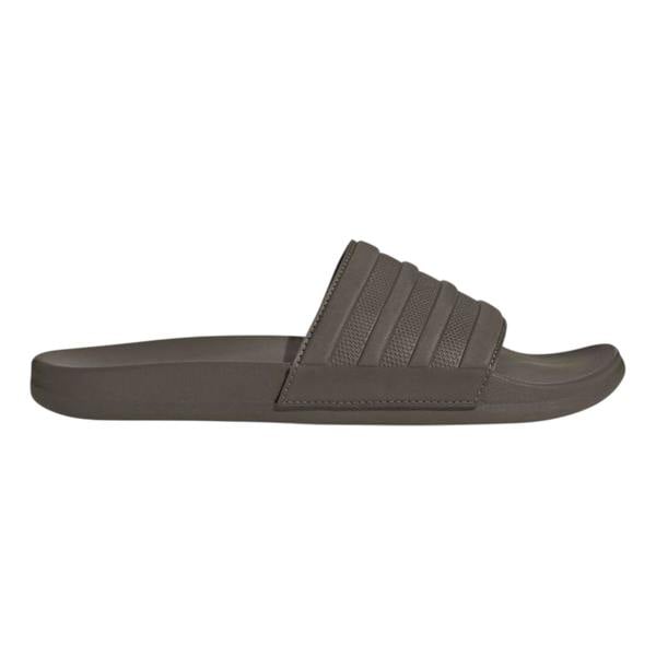 Adidas Mens Adilette Comfort 3 Stripes Flat Slides - Olive Strata - 