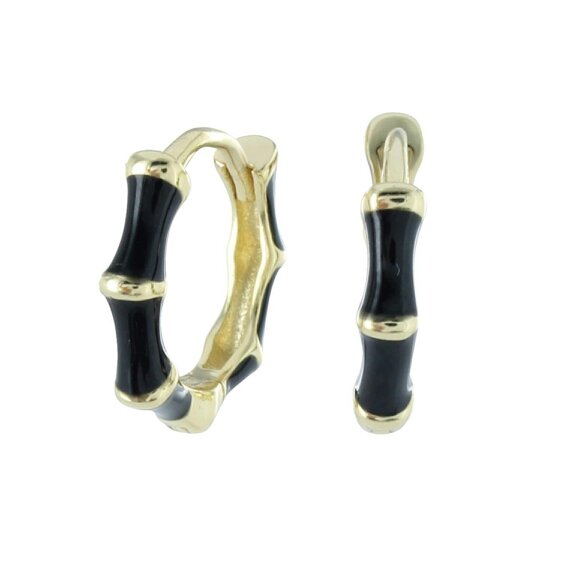 Reeves & Reeves Black and Gold Bamboo Hoop Earrings