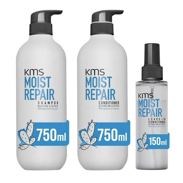 KMS Moist Repair Shampoo Conditioner Leave-In Conditioner