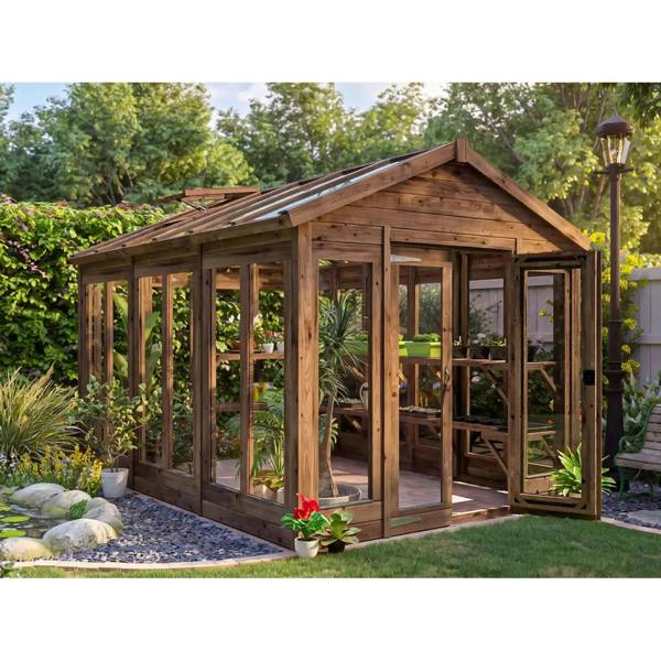 Dunster House Growzilla Wooden Greenhouse W2.4m x D3.6m / W8' x D12' with 4mm Glass and Automatic Vent Opener