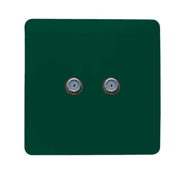 Trendi Switch 2 Gang Male F-Type Satellite Television Socket in Dark Forest Green