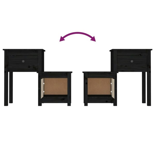 Berkfield Bedside Cabinet Black 79.5x38x65.5 cm Solid Wood Pine