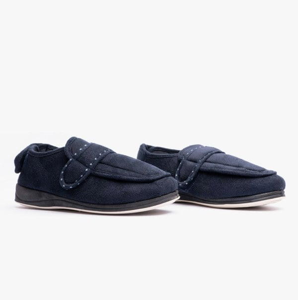 Padders ENFOLD Womens (EE Fit) Touch Fasten Full Slippers Navy