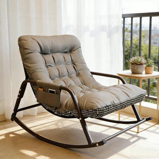Havendro Modern Rocking Lounge Chair Two-Seater Nordic Reversible Cushion Soft Fabric