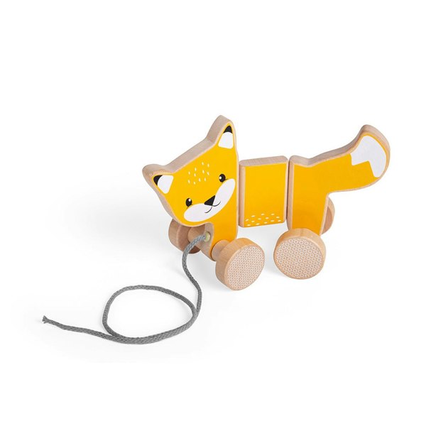 Bigjigs Toys Wooden Fox Pull Along Toy With Grey Cord