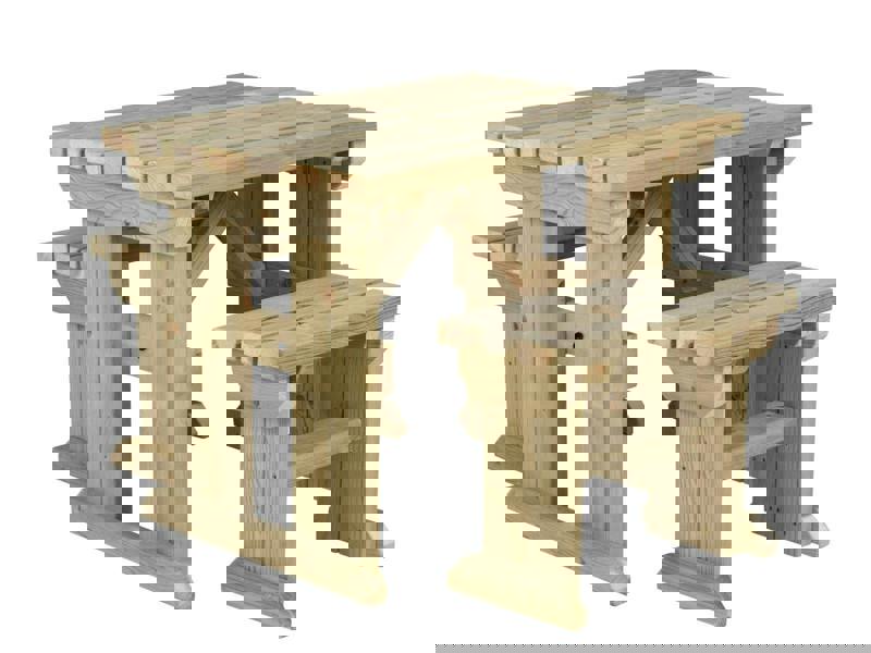 Yews Space-Saving Picnic Table and Benches Set – Wooden Outdoor Dining Set for Gardens and Patios
