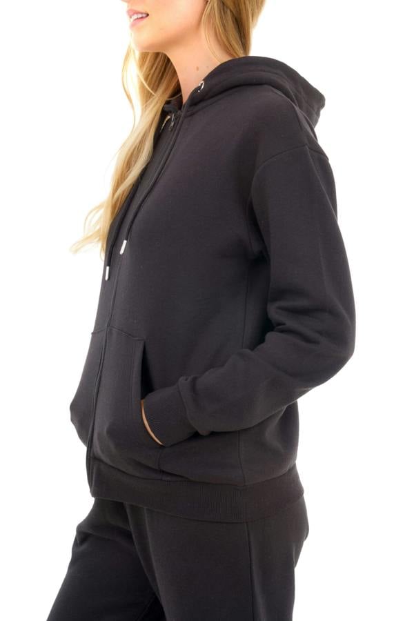 Smart Living Women's Stylish Zip-Up Hoodie with Pockets - Cozy Casual Wear - Black