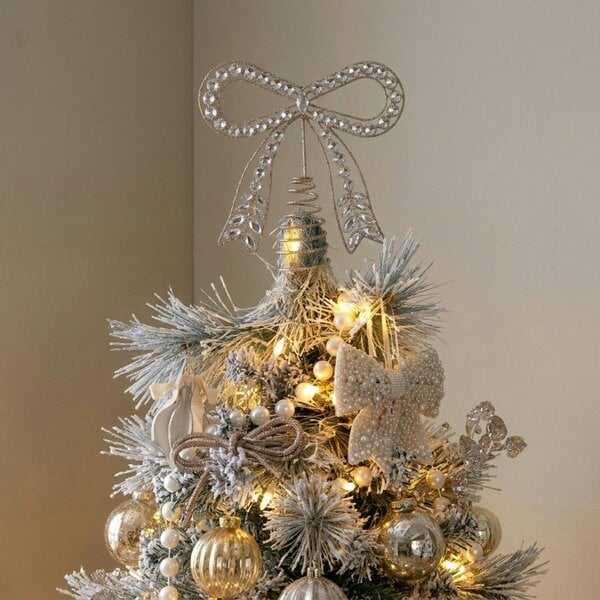 Garden Greatness Sparkling Diamante Bow Christmas Tree Topper