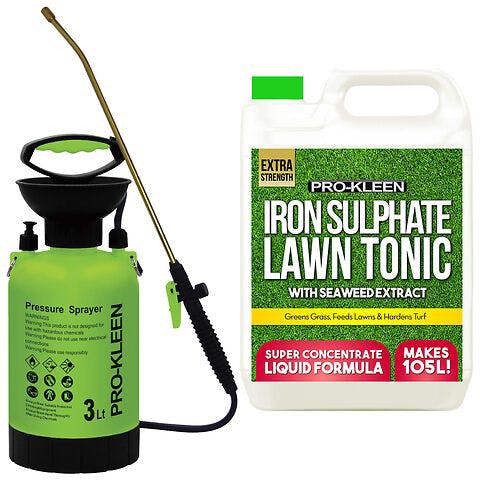 ProKleen Pro-Kleen 3L Pump Sprayer with Pro-Kleen Liquid Iron Sulphate 5L Grass Greener & Turf Hardener