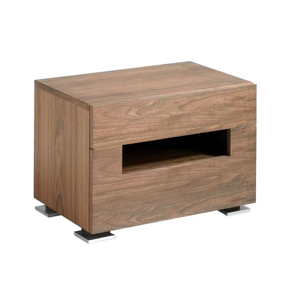 Angel Cerdá Bedside table walnut and polished steel with interior lighting 7065