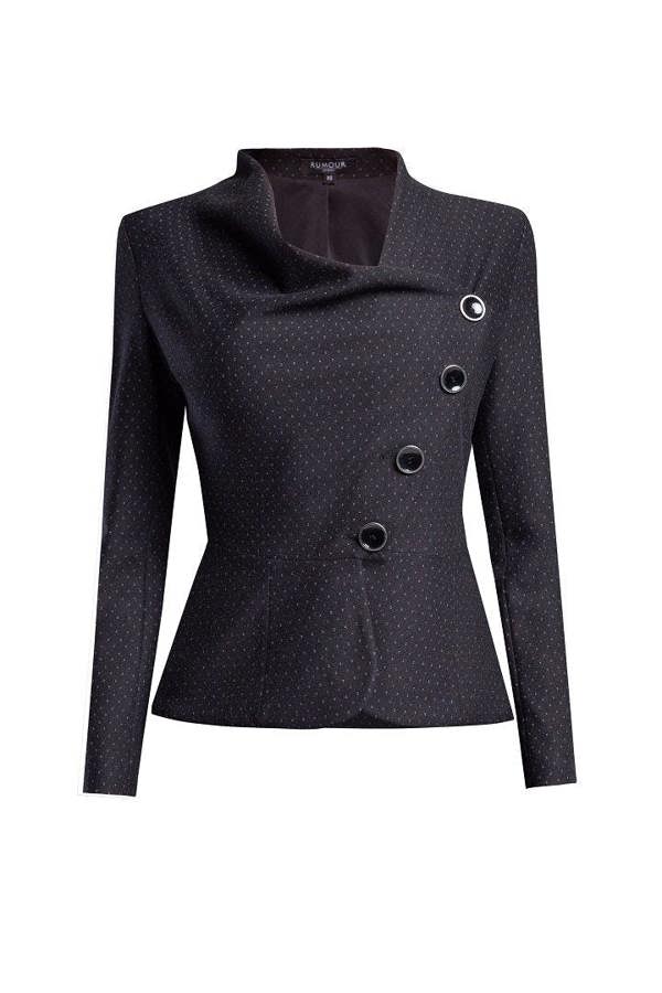 Rumour London Richmond jacquard jersey tailored jacket with asymmetric buttoning