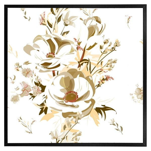 Benjamin Tate Design Golden flower print (Picutre Frame)