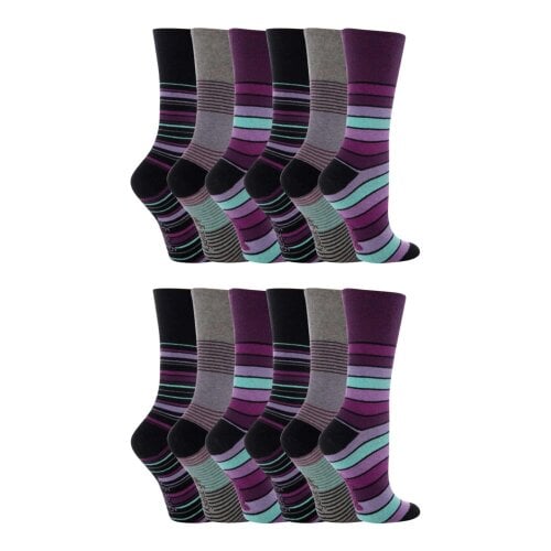 Gentle Grip 12 Pairs Ladies Cotton Rich Everyday Socks Gentle Grip Soft Top Comfort Socks - 4-8 UK - GG10