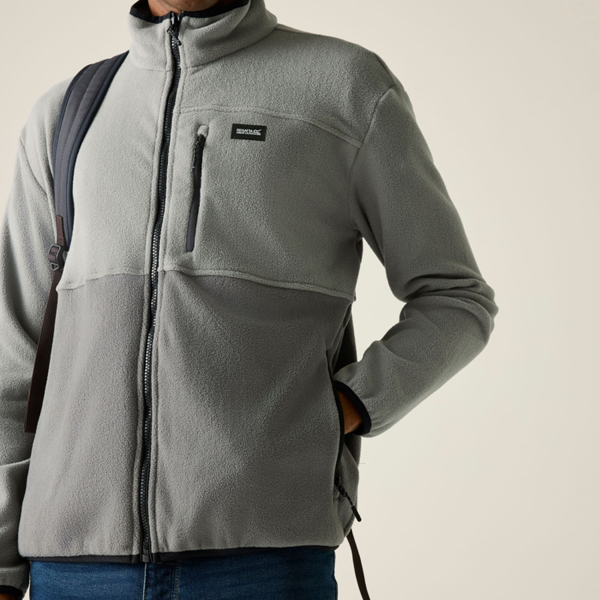 Regatta Mens Frankie Colour Block Full Zip Fleece Jacket - Storm/Lead Grey