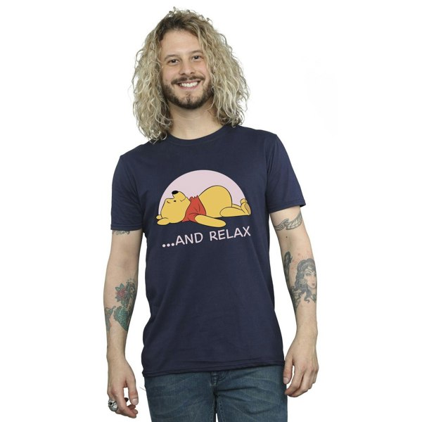 Disney Mens Winnie The Pooh Relax T-Shirt - Navy Blue