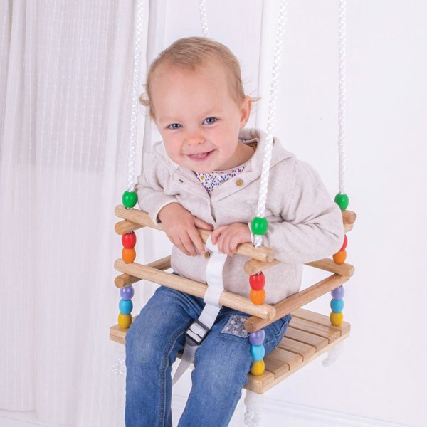 Bigjigs Toys Wooden Cradle Swing With Adjustable Rope (Up To 1.12M)