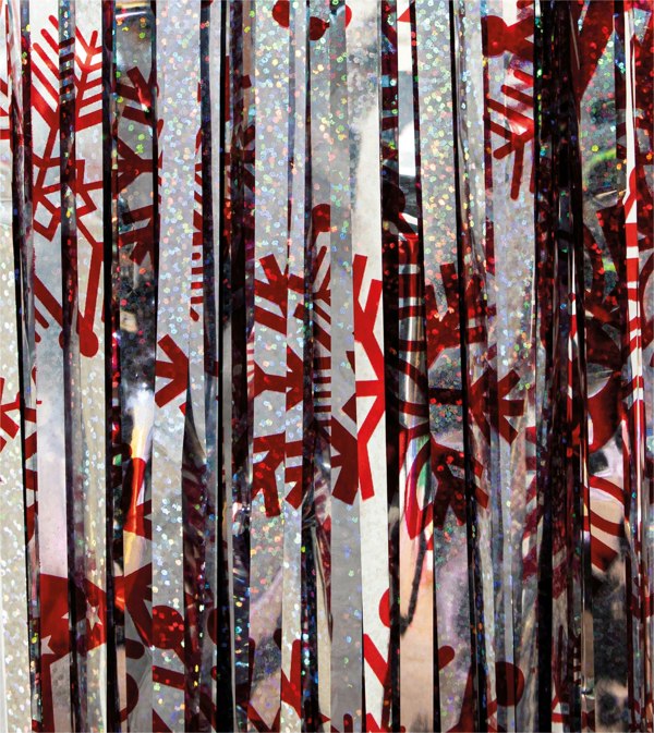 Cheetah Shimmer christmas Tinsel Curtain, 2M x 1M Red