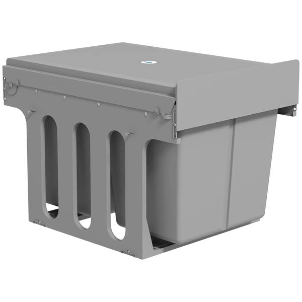 Light grey under-sink pull-out bin with two removable compartments and front handles