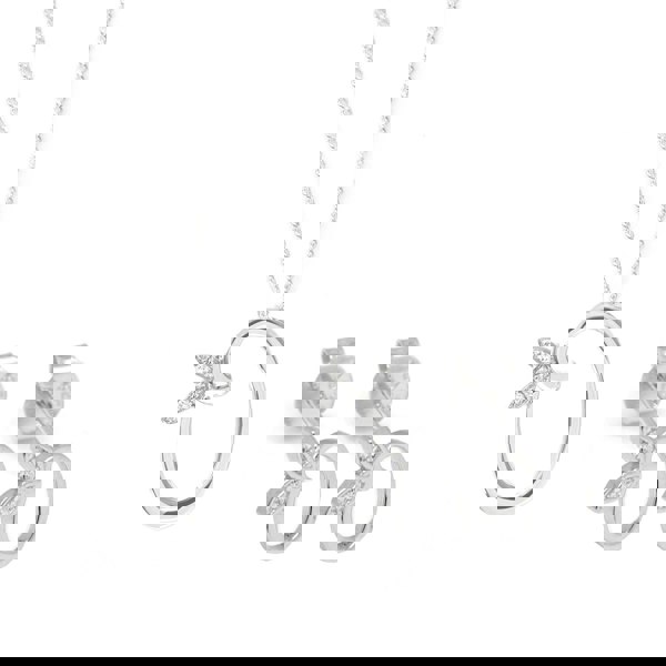 Say It With Winged Initial Earring Gift Set - Silver