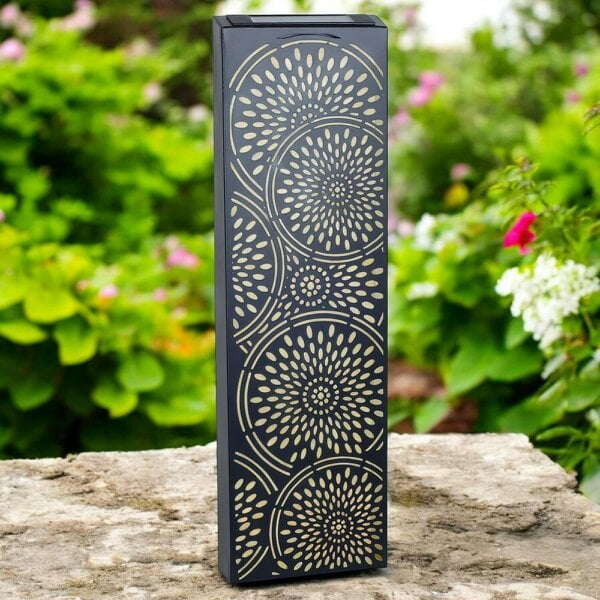 EDH Door Hardware Moroccan Solar Wall Panel – 60 x 20 x 5 CM | Solar-Powered Outdoor Wall Art | Weatherproof Metal Garden Decor with Soft LED Glow