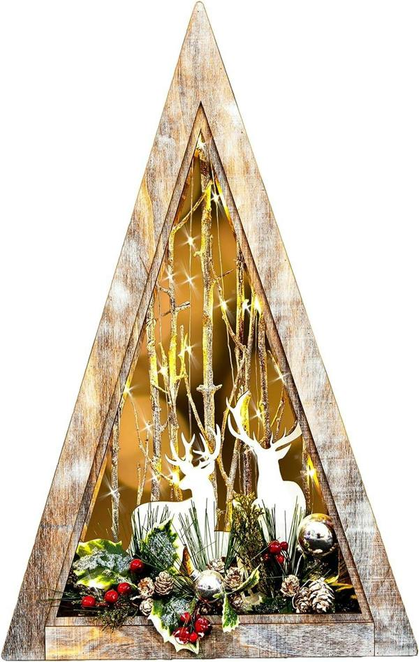 57cm B/O LED Wooden Reindeer Scene Triangle Shape Festive Christmas Tabletop Decoration image 8