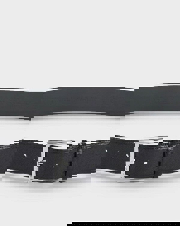 HUGO Gellot Mens Grained-Leather Belt with Logo Engraved Buckle