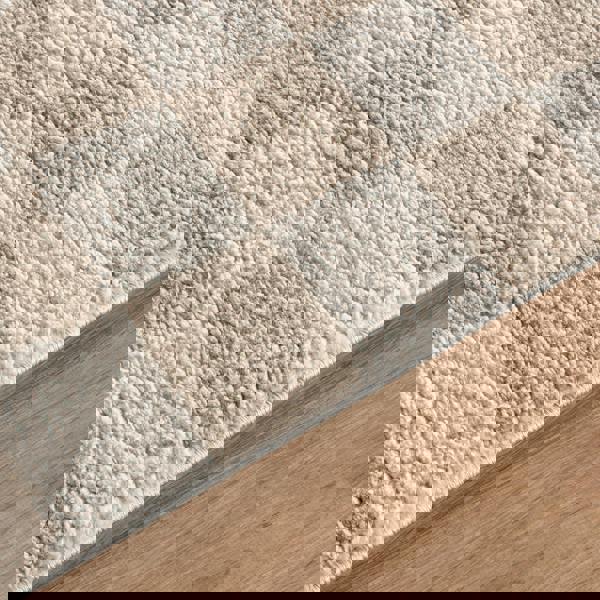 Livabliss Fossay Shag-Washable Beige High Pile Checkered Rug