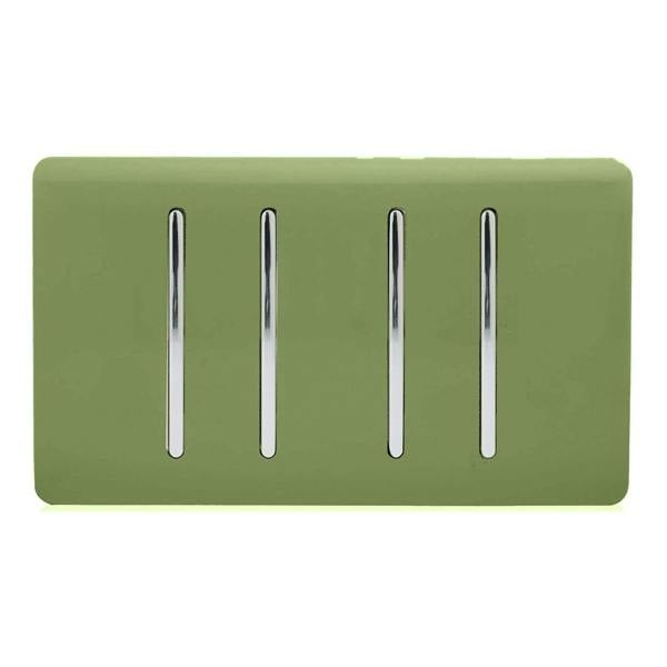 Trendi Switch 4 Gang Intermediate Rocker Light Switch in Moss Green