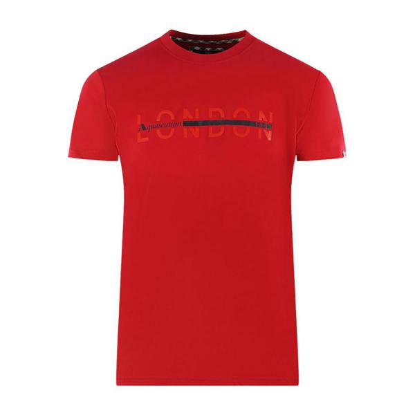 Aquascutum Mens London 1851 Split Logo T-Shirt - Red - 