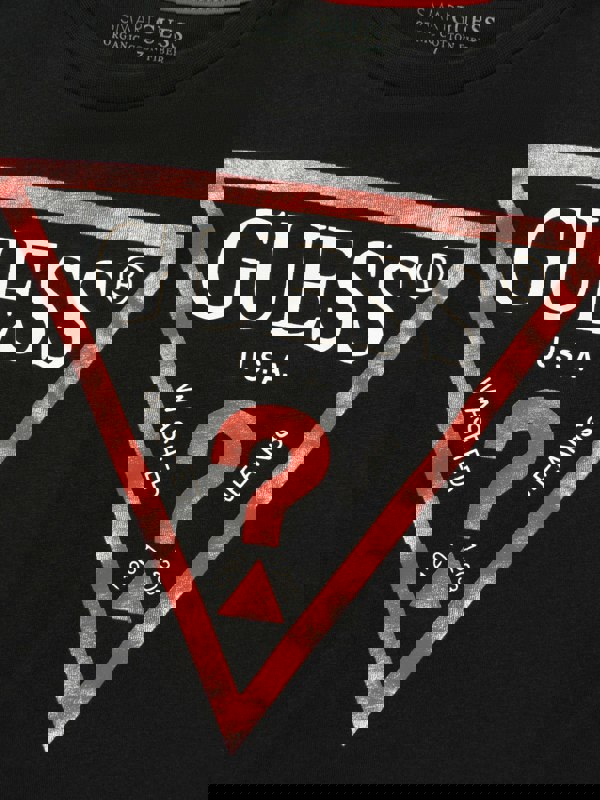 Guess Boys Logo Print T-Shirt in Black