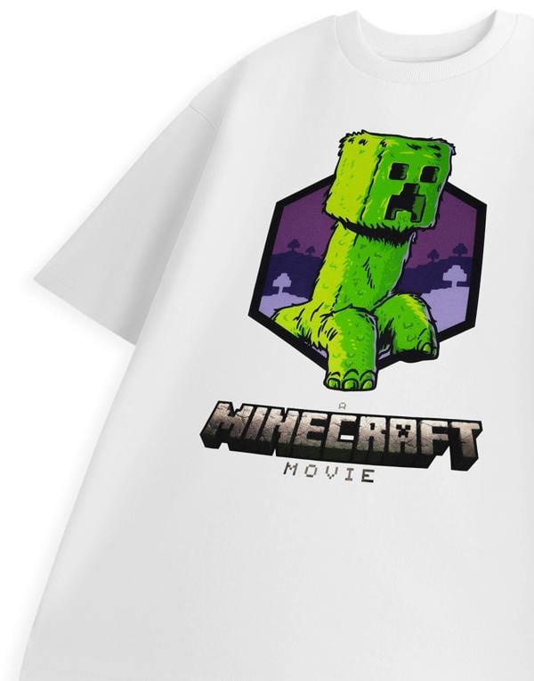 Minecraft Mens White Creeper Short Sleeved T-Shirt
