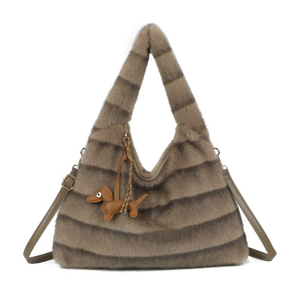 Kitise Cozy Faux Fur Hobo Soft Textured Tote Shoulder Bag