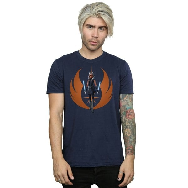 Star Wars Mens Clone Wars Ahsoka Rebel Pose T-Shirt - Navy Blue