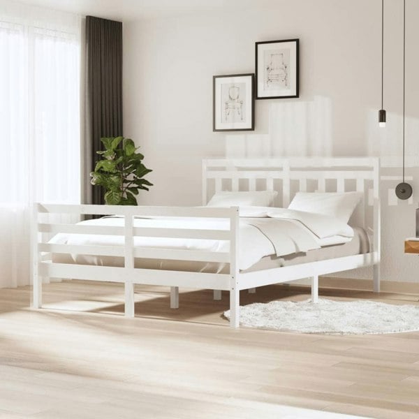 Berkfield Bed Frame White Solid Wood 160x200 cm