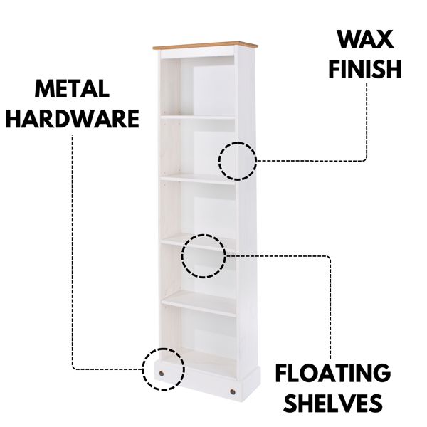 Core Products Corona Tall Narrow 5-Shelf Bookcase