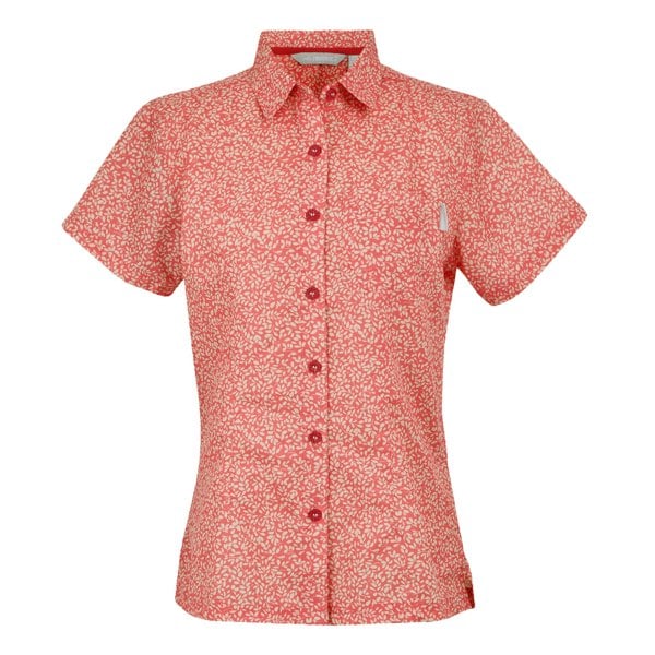 Regatta Womens/Ladies Mindano VIII Leaf Print Short-Sleeved Shirt - Peach Bloom