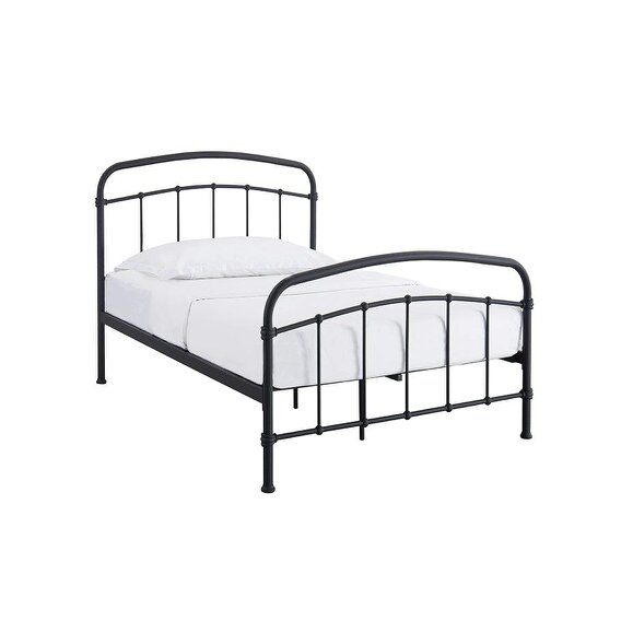 Wyld Haus France Black Metal 3ft Single Bed with Headboard and Footboard