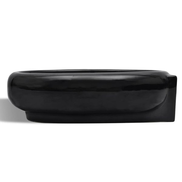 Berkfield Ceramic Bathroom Sink Basin Faucet/Overflow Hole Black Round
