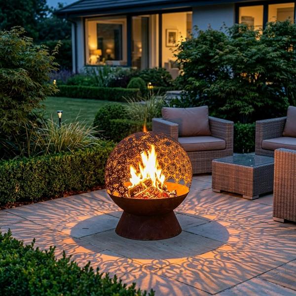 Garden Greatness Damasque Hand Welded Moorish Steel Fireglobe